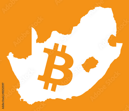 South Africa Map With Bitcoin Crypto Currency Symbol Illustration - 