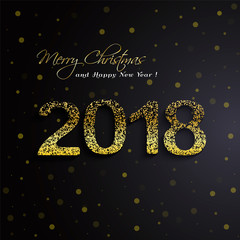 Shining gold 2018 Happy New Year on black background