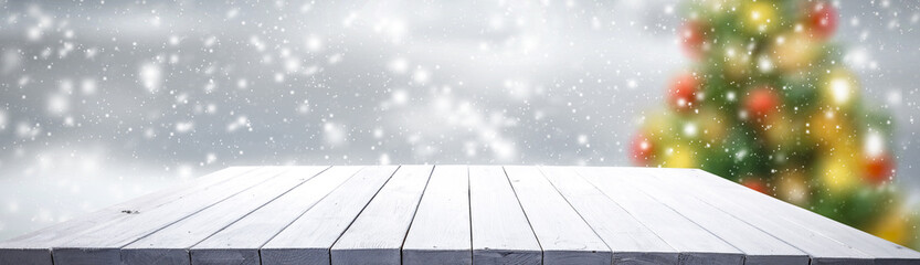 Fototapeta premium desk of free space and winter time 