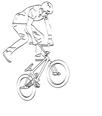 Fototapeta na wymiar bmx stunt cyclist line art - vector