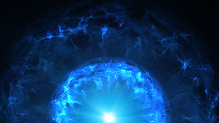 Obraz premium Blue plasma ball with energy charges abstract background