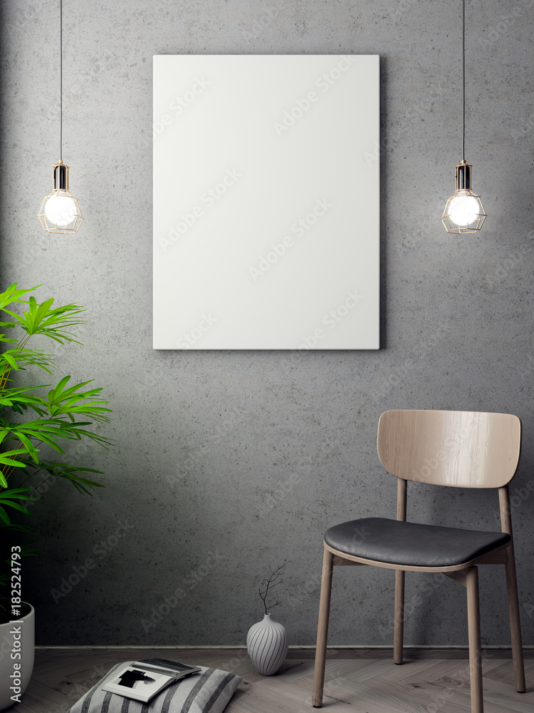 Wall mural Mockup Poster in the interior, 3D illustration of a modern design