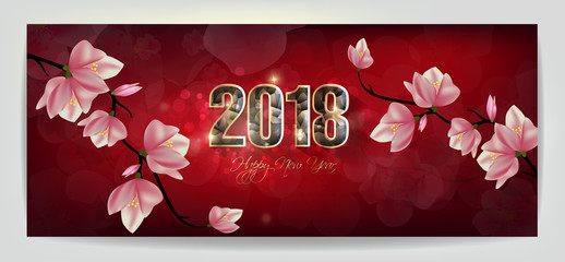 Happy new year 2018 greeting card and chinese new year of the dog