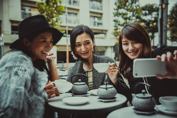 Group of japanese women spending time in Tokyo