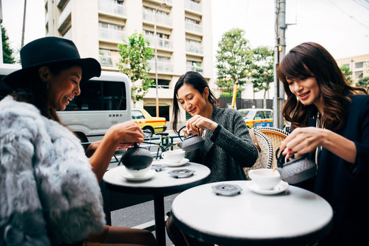 Group of japanese women spending time in Tokyo