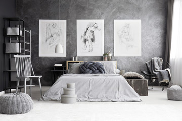 Monochromatic bedroom with king-size bed