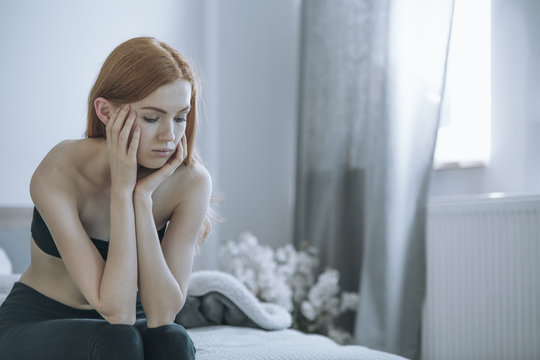 Worried girl with eating disorders
