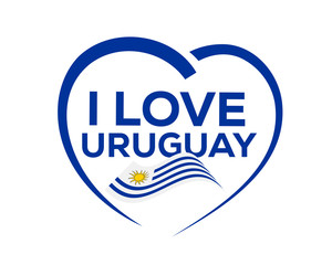 I love uruguay with outline of heart and uruguayan flag, icon design, isolated on white background