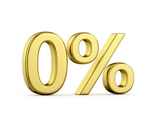 Zero gold percent on a white background. 3D illustration