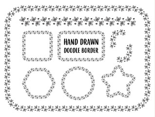 Vector set of hand drawn doodle border