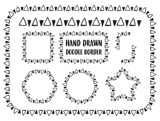Obraz premium Vector set of hand drawn doodle border