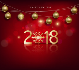 Happy new year 2018 greeting card and merry christmas, chinese new year of the dog