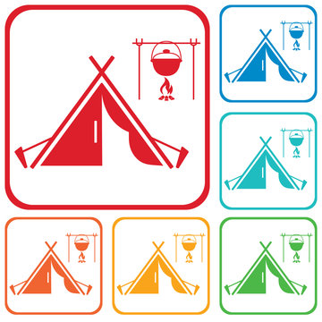 Stylized icon of tourist tent