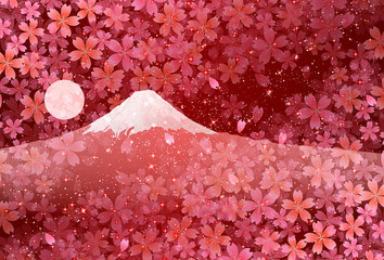 富士山　桜　年賀状　背景