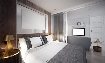 Foto op Plexiglas The modern small bedroom interior design apartment and condo  © teeraphan