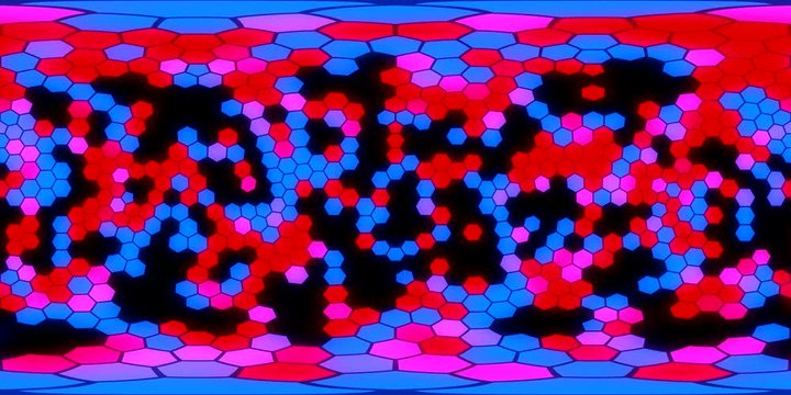 360 degree seamless hexagons view for VR. yellow hexagons with alpha.