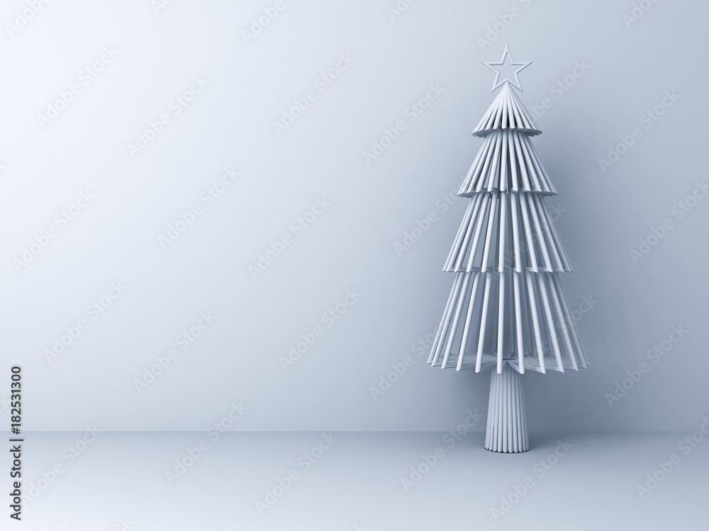 Poster christmas tree on white room background for christmas decoration with blank space . 3d rendering.