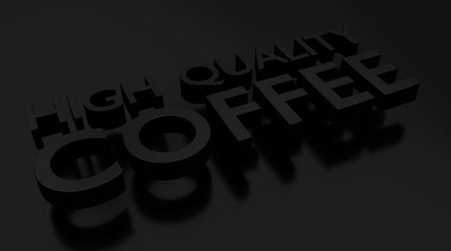 Coffee 3D text over dark surface