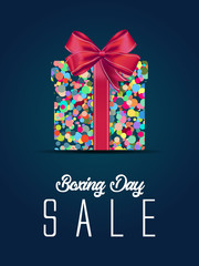 Fototapeta na wymiar boxing day sale. christmas advertising clipping mask box and eps 10. coloring, blue, gray, red bubble and balls. special poster