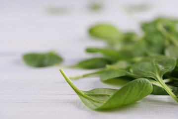 Green leaves of fresh spinach © Olga Tkacheva