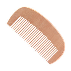 Wooden comb isolated on white background