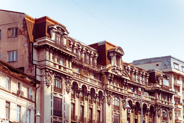 Obraz premium antique building view in Old Town Bucharest, Romanian