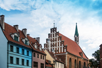 Fototapeta premium antique building view in Old Town Riga, Latvia