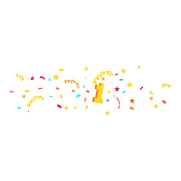 First Place with Colored Confetti Vector