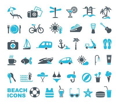 Beach icons. Vector illustration