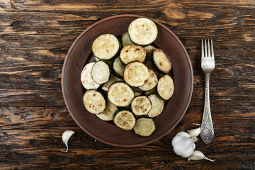 Fried zucchini on the plate