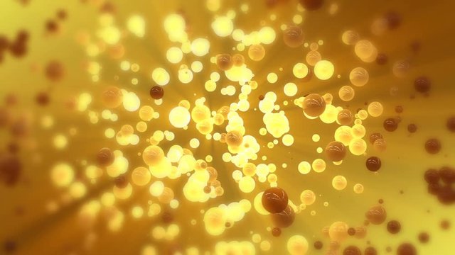 Abstract background with speres of different size glowing in the dark