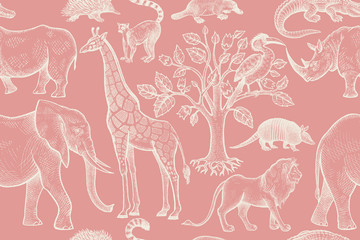 Naklejka premium Seamless pattern with animals.