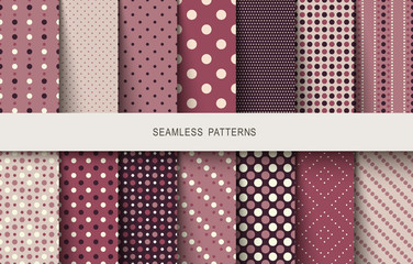 Seamless patterns polka dots set © Nataliya Yakovleva