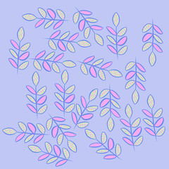 Fototapeta na wymiar Branch, leaves, scribbles pattern. Hand drawn.
