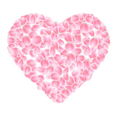 Obraz na płótnie Canvas Pink petals heart isolated. EPS 10 vector