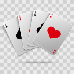 Casino gambling poker blackjack - playing cards isolated on transparent background