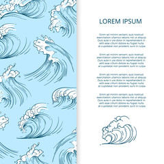 Hand drawn sea storm waves banner design