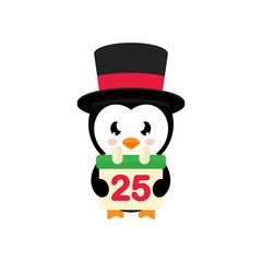 cartoon cute penguin with calendar