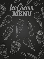 Ice cream menu cover - blackboard ice cream poster