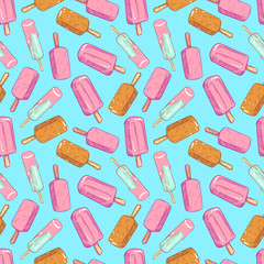 Popsicle seamless pattern - hand drawn ice cream seamless texture