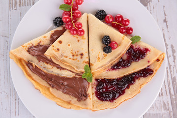 crepe with chocolate and jam