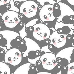 Obraz premium Seamless Cute Cartoon Panda Face Pattern