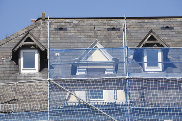 Baustelle, Altbau, Fenster, Dach, Gerüst
