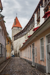Fototapeta na wymiar Street of the old town of Tallinn in Estonia