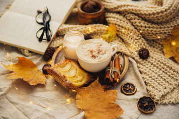  Autumn or Fall morning coffee concept