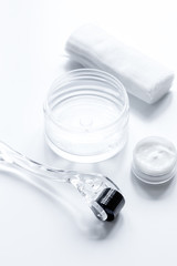 concept cosmetologist desktop with mezoroller - mesotherapy on w