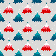 Obraz premium Seamless vector colorful Christmas tree pattern design.