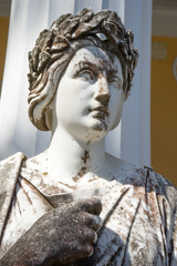 Statue of Clio,  the muse of epic poetry and history , on Achillion palace, Corfu Greece.