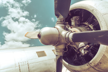 Old aircraft close up.