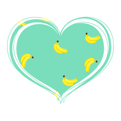 Appetizing bananas in the heart